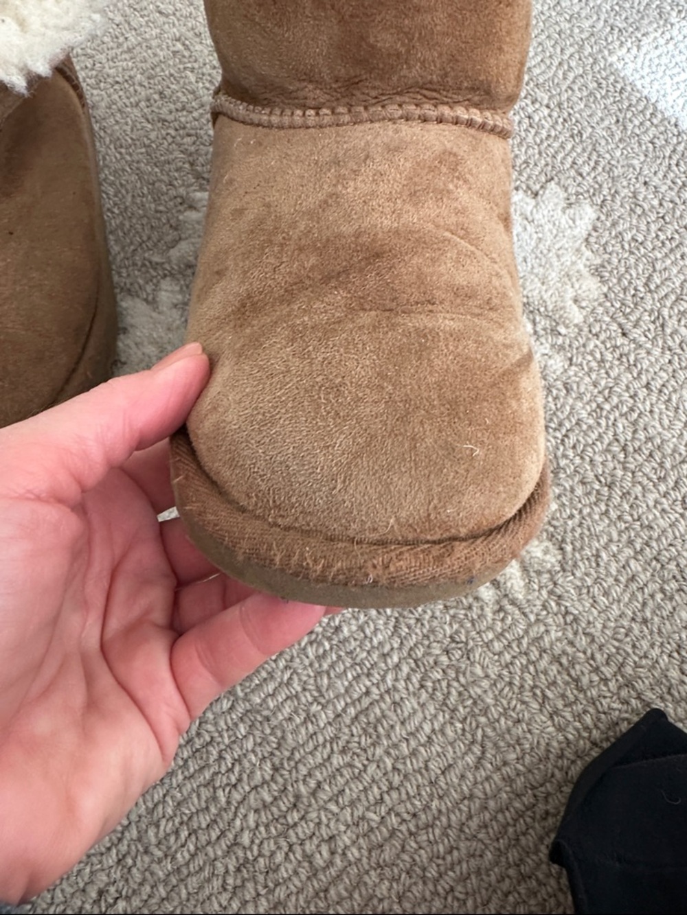 UGG Chestnut Suede Shearling Bow Back Booties - Picture 8 of 10